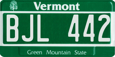 VT license plate BJL442