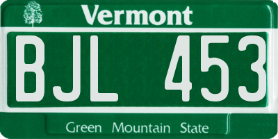 VT license plate BJL453
