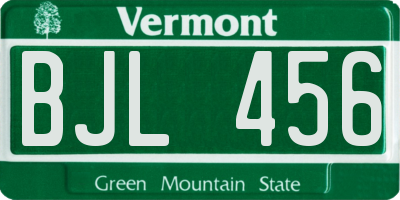 VT license plate BJL456
