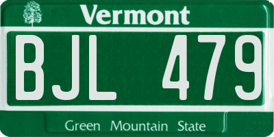 VT license plate BJL479