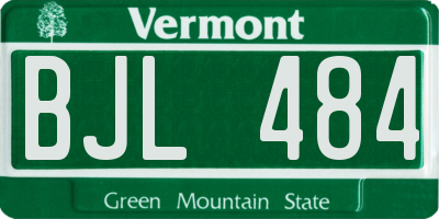 VT license plate BJL484