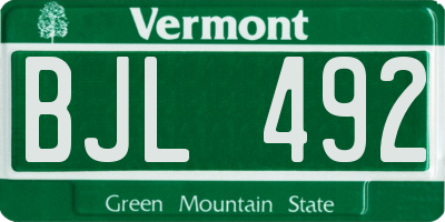 VT license plate BJL492