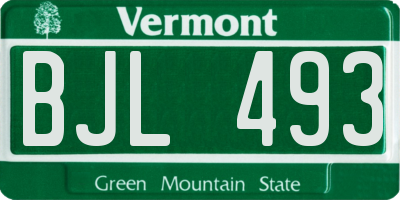 VT license plate BJL493