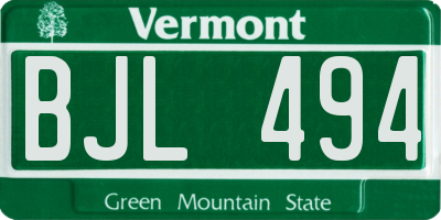 VT license plate BJL494