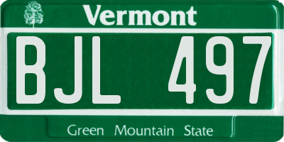 VT license plate BJL497