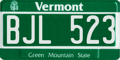 VT license plate BJL523