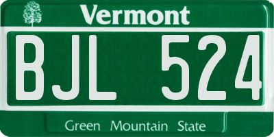 VT license plate BJL524