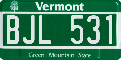 VT license plate BJL531