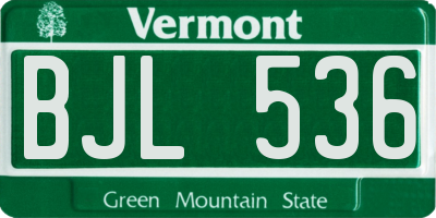 VT license plate BJL536