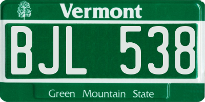 VT license plate BJL538
