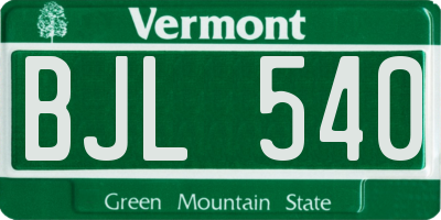 VT license plate BJL540