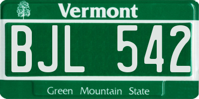 VT license plate BJL542