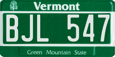 VT license plate BJL547
