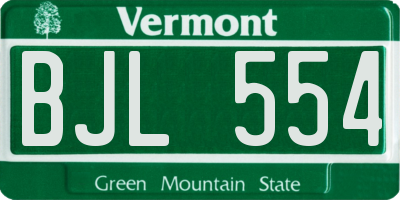 VT license plate BJL554