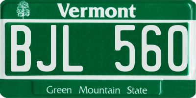 VT license plate BJL560