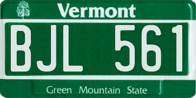 VT license plate BJL561
