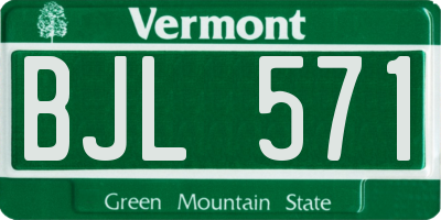 VT license plate BJL571