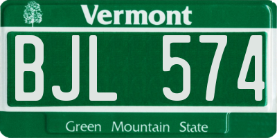 VT license plate BJL574