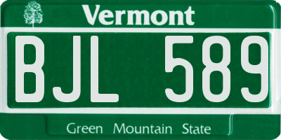 VT license plate BJL589