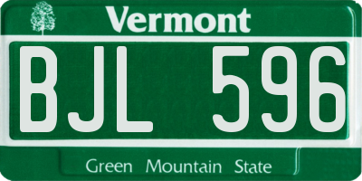VT license plate BJL596