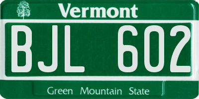 VT license plate BJL602