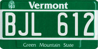 VT license plate BJL612