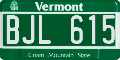 VT license plate BJL615