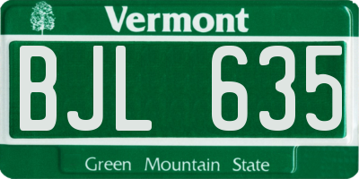 VT license plate BJL635