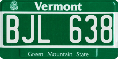 VT license plate BJL638