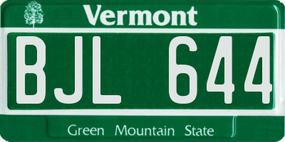 VT license plate BJL644