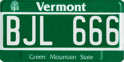 VT license plate BJL666