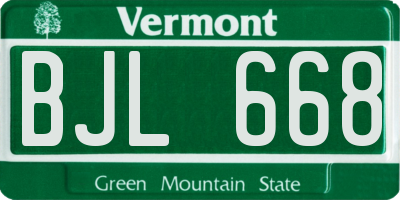VT license plate BJL668