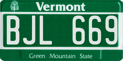 VT license plate BJL669