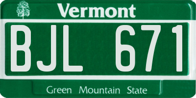 VT license plate BJL671