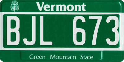 VT license plate BJL673