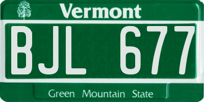 VT license plate BJL677