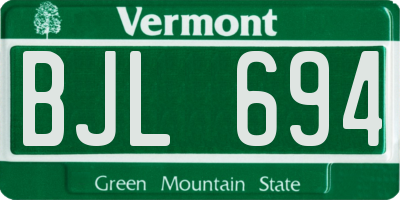 VT license plate BJL694