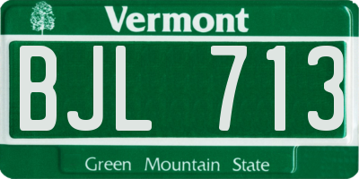 VT license plate BJL713