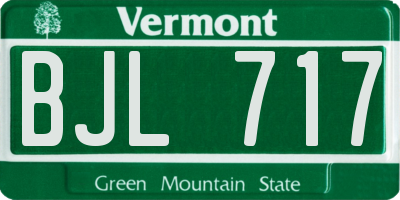 VT license plate BJL717