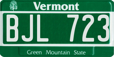 VT license plate BJL723