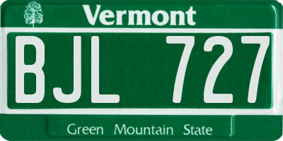 VT license plate BJL727