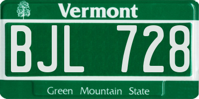 VT license plate BJL728