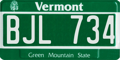 VT license plate BJL734