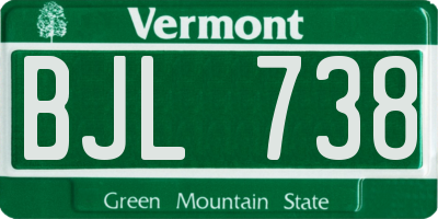 VT license plate BJL738