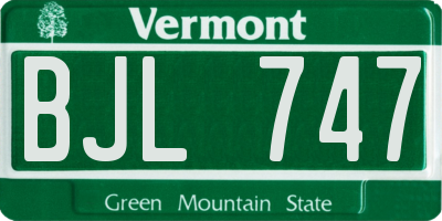 VT license plate BJL747