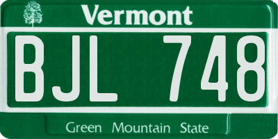 VT license plate BJL748
