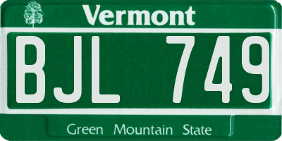 VT license plate BJL749