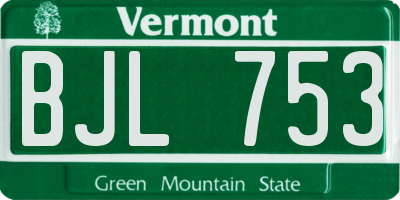 VT license plate BJL753