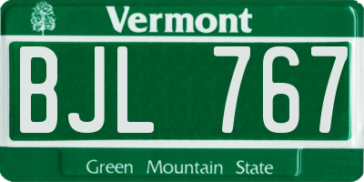 VT license plate BJL767