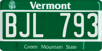 VT license plate BJL793